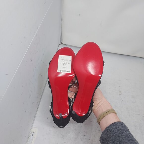 Christian Louboutin Emilie Strass Black Jewel Slingback Heel Sandal - Picture 4 of 13